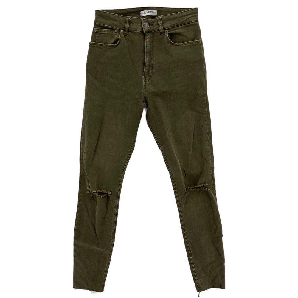 Zara Distressed Raw Hems High Rise Skinny Jeans
